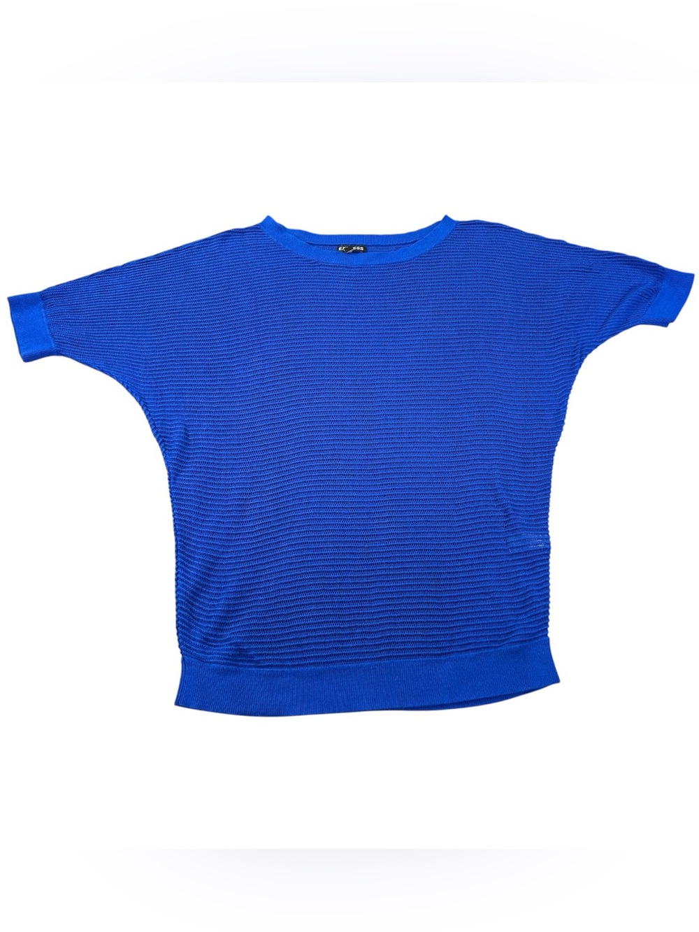 Express Cobalt Blue Open Knit Sweater L Mesh Dolman Batwing Pullover Fall